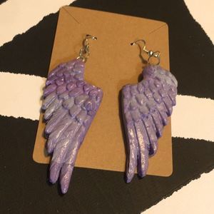 Handmade clay Angel wing earrings ❤️🌈